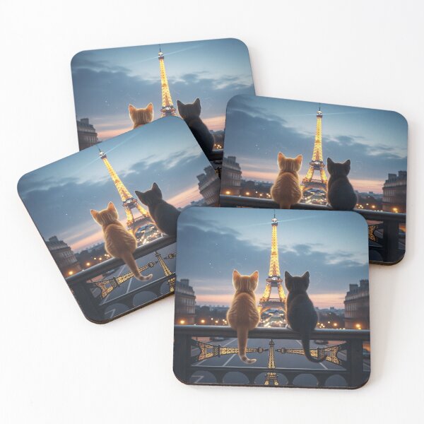 Item preview, Two kittens looking at the Eiffel Tower at night designed and sold by Losancestros.