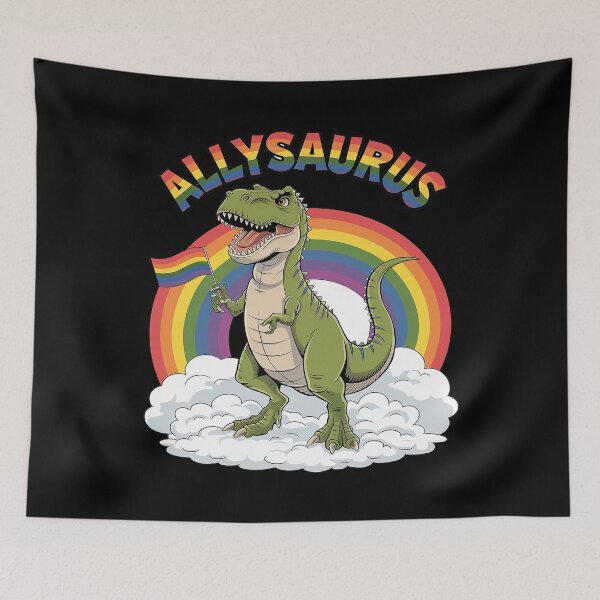 Item preview, Allysaurus T Rex Dinosaur Rainbows LGBT Gay Pride Flag 1  designed and sold by CombatTask.
