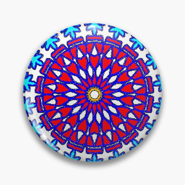 Artikelvorschau, Strahlendes Mandala mit roten Blütenblättern und blauen Blattakzenten entworfen und verkauft von nighttime1990.