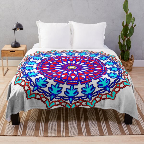 Item preview, Radiant Mandala with Red Petals and Blue Leaf Accents designed and sold by nighttime1990.