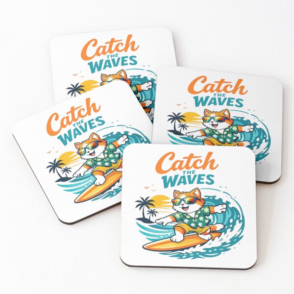 Item preview, Minimal Surfing Cat T-Shirt – Catch the Waves Cute Summer Cat Design designed and sold by BShop20 – Cute Funny Tees & Gifts.