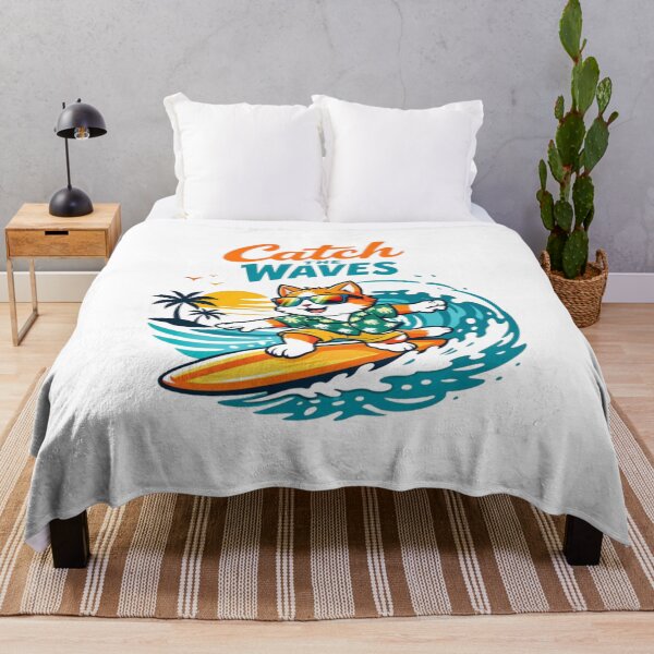 Item preview, Minimal Surfing Cat T-Shirt – Catch the Waves Cute Summer Cat Design designed and sold by BShop20 – Cute Funny Tees & Gifts.