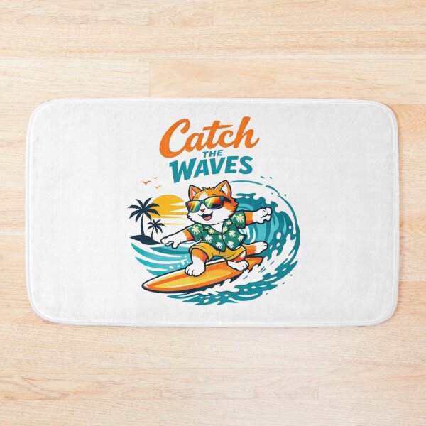 Item preview, Minimal Surfing Cat T-Shirt – Catch the Waves Cute Summer Cat Design designed and sold by BShop20 – Cute Funny Tees & Gifts.