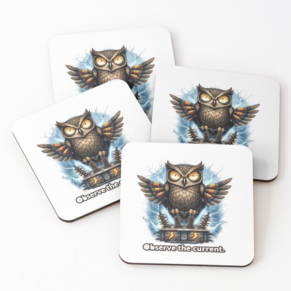 Item preview, Electric Owl Observing The Current Art designed and sold by HaciPrint.