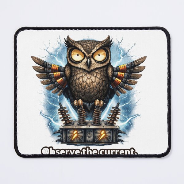 Item preview, Electric Owl Observing The Current Art designed and sold by HaciPrint.