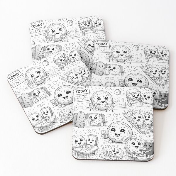 Item preview, Kawaii Food Couples – Cute Love & Valentine Illustration designed and sold by ComedyInkFactor.