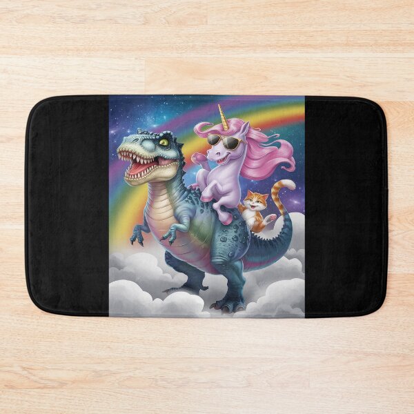 Item preview, Cat Unicorn Riding Dinosaur T rex Kitten Lover Space Galaxy designed and sold by MarryIsMonth.