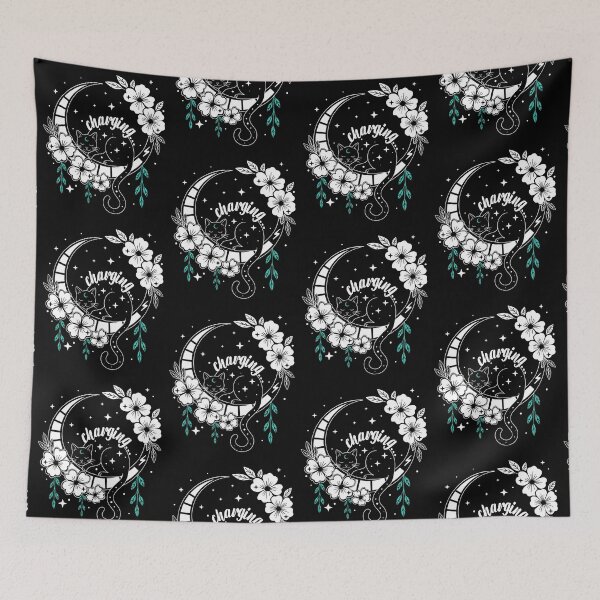 Item preview, Celestial Cat Moon Flowers designed and sold by kaszczyszko.