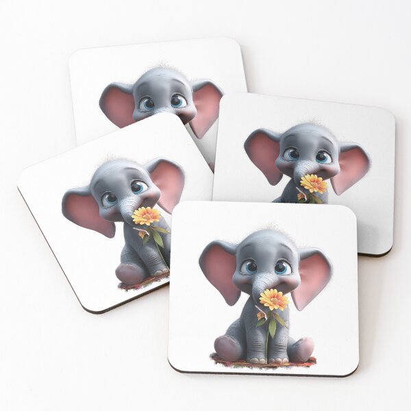 Item preview, Cute Baby Elephant Holding Flower – Adorable Aesthetic Animal Art designed and sold by LoveLaxmi Arts.