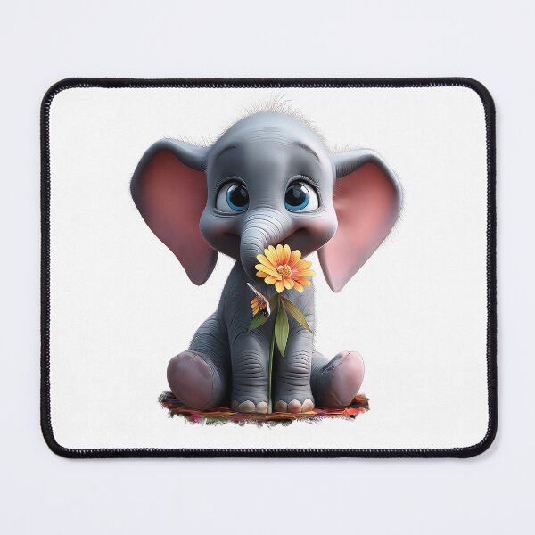 Item preview, Cute Baby Elephant Holding Flower – Adorable Aesthetic Animal Art designed and sold by LoveLaxmi Arts.