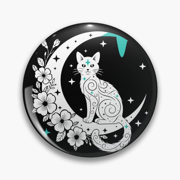 Item preview, Celestial Cat Moon Flowers designed and sold by kaszczyszko.