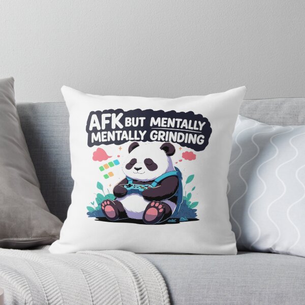 Item preview, AFK But Mentally Grinding gamer panda designed and sold by SloganSauce.