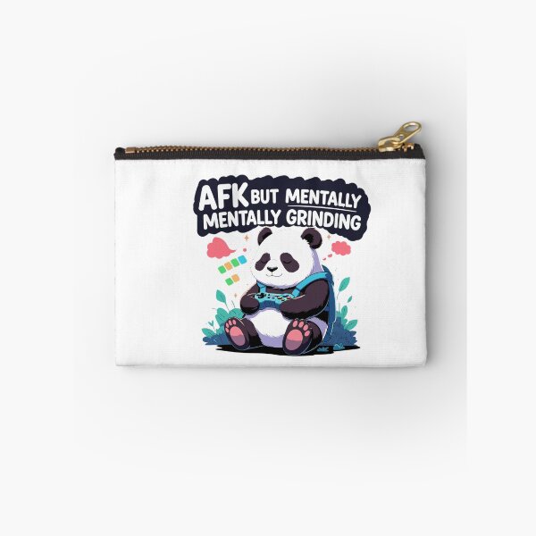 Item preview, AFK But Mentally Grinding gamer panda designed and sold by SloganSauce.
