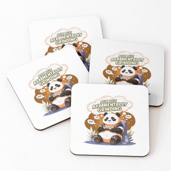 Item preview, AFK But Mentally Grinding panda art designed and sold by SloganSauce.