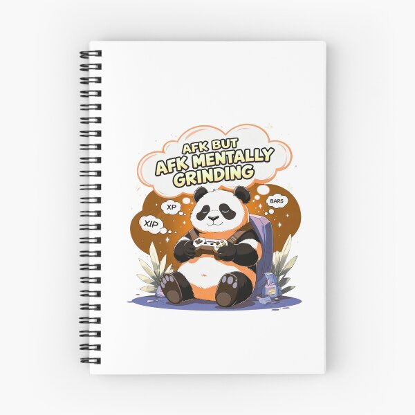 Item preview, AFK But Mentally Grinding panda art designed and sold by SloganSauce.