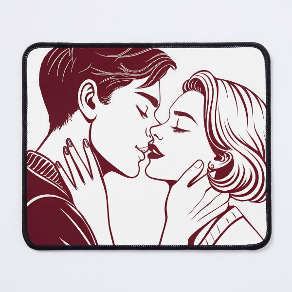 Item preview, Couple Kiss retro style - Valentine's Day love illustration designed and sold by AhArtMe.