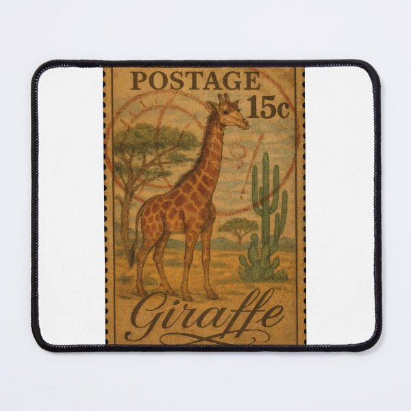 Item preview, Savanna Post: Giraffe Grace in Vintage Ink designed and sold by ForeverPrintsOK.