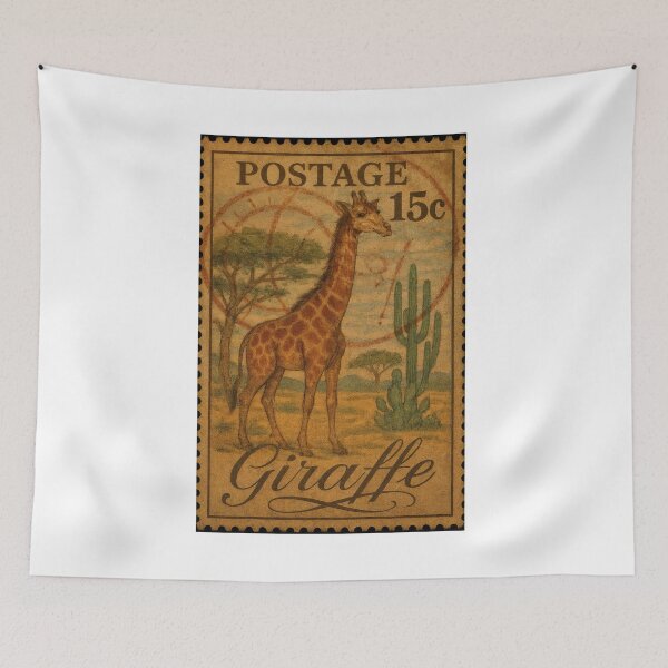 Item preview, Savanna Post: Giraffe Grace in Vintage Ink designed and sold by ForeverPrintsOK.