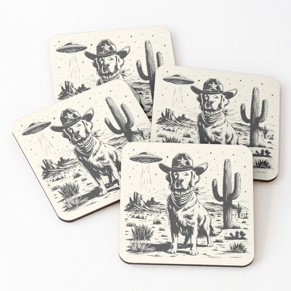 Item preview, Golden Retriever UFO Retro Western Cowboy Dog   designed and sold by Y-Vibes.