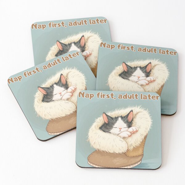 Item preview, Cat Meme Illustration-Nap First, Adult Later designed and sold by MiraLumeStudio.