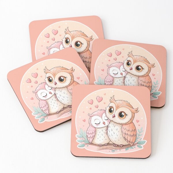 Item preview, Romantic owls couple - Valentine's Day love illustration designed and sold by AhArtMe.