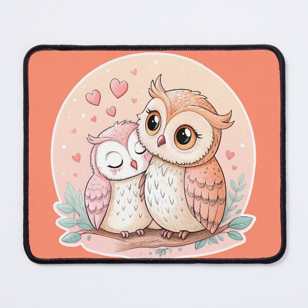 Item preview, Romantic owls couple - Valentine's Day love illustration designed and sold by AhArtMe.