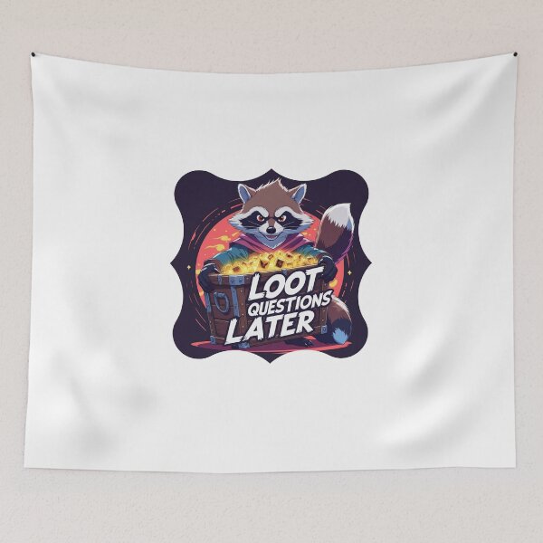 Item preview, Loot First, Questions Later anime fantasy designed and sold by SloganSauce.