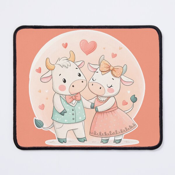Item preview, Romantic cow couple - Valentine's Day love illustration designed and sold by AhArtMe.