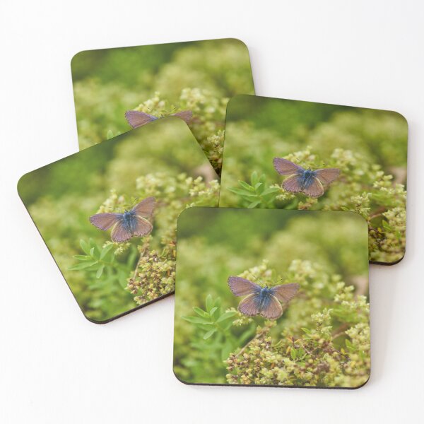 Item preview, Blue butterfly on green flowers designed and sold by Imagerisium.