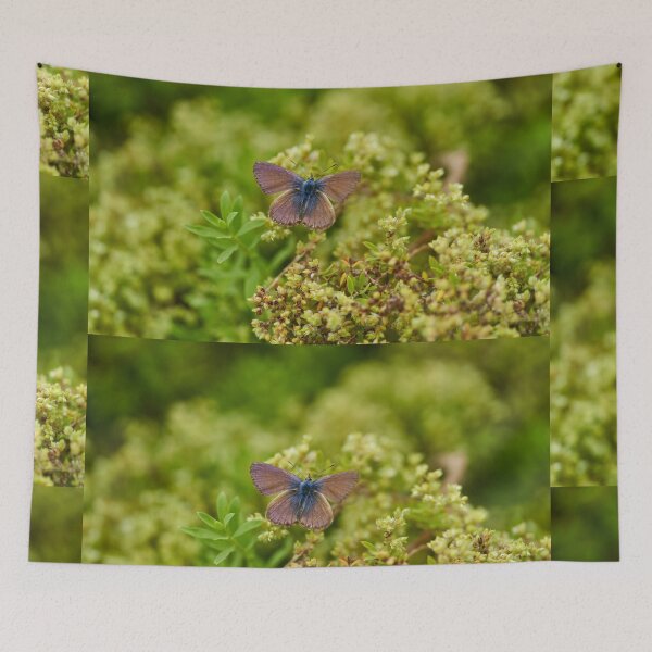 Item preview, Blue butterfly on green flowers designed and sold by Imagerisium.