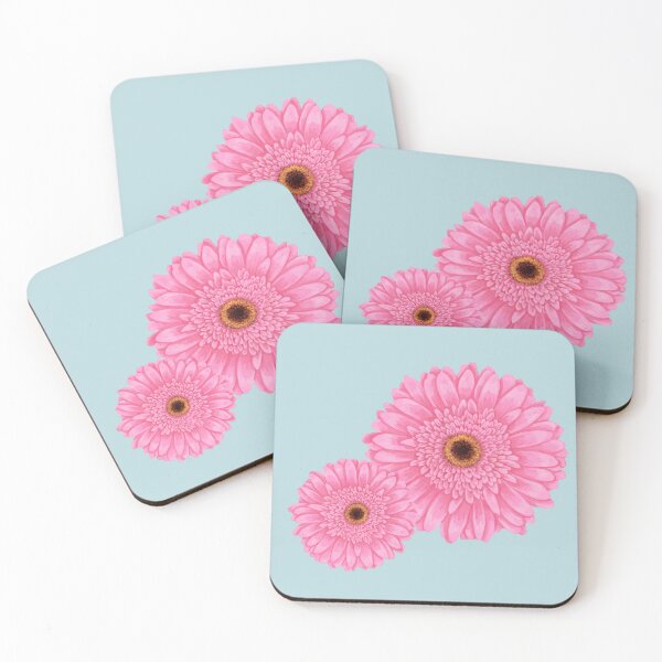 Item preview, light blue and Pink Gerbera flower pattern designed and sold by Fridayscorner.
