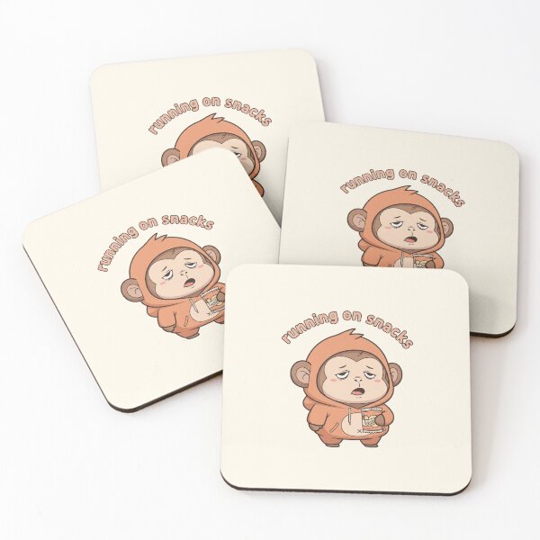 Item preview, Running on Snacks Kawaii Monkey Cute Relatable Pastel Meme Art designed and sold by Moon's Arts.