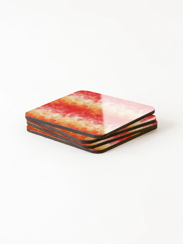 Thumbnail 4 of 5, Coasters (Set of 4), Orange Red Abstract Texture Background Pattern designed and sold by bubblegoth.