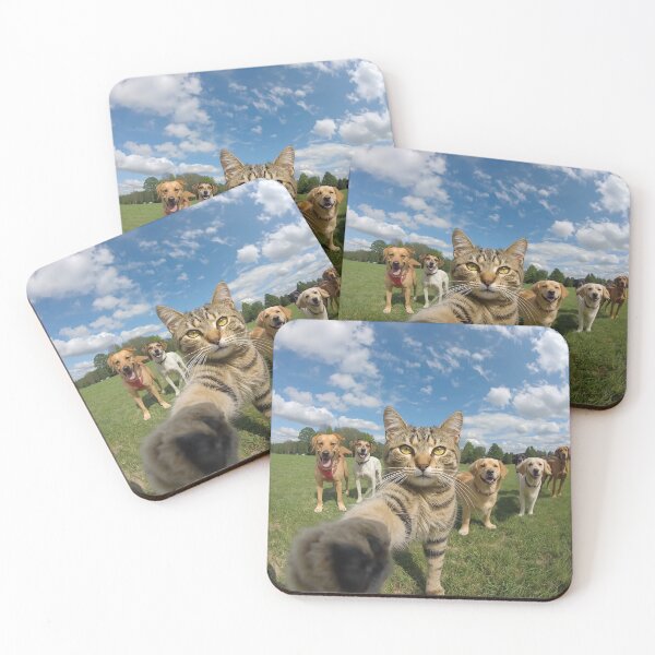 Item preview, Curious Cat and Happy Dogs Under a Bright Blue Sky designed and sold by PixelVibe782.