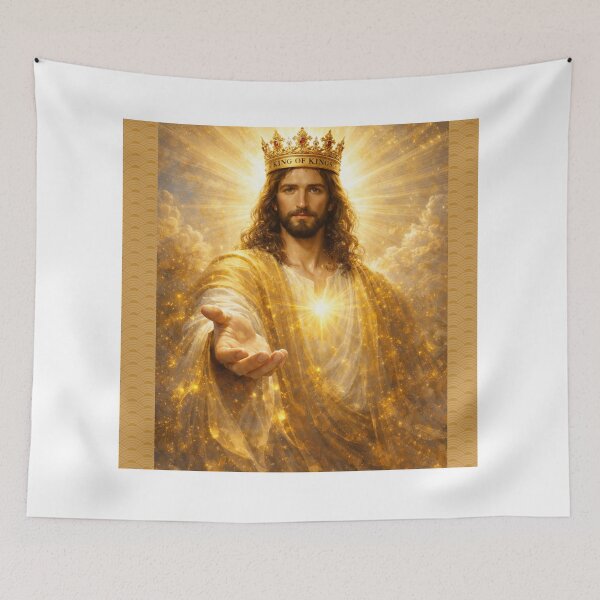 Item preview, Jesus Offering His Hand in Radiant Golden Light designed and sold by Matty69TeeS.