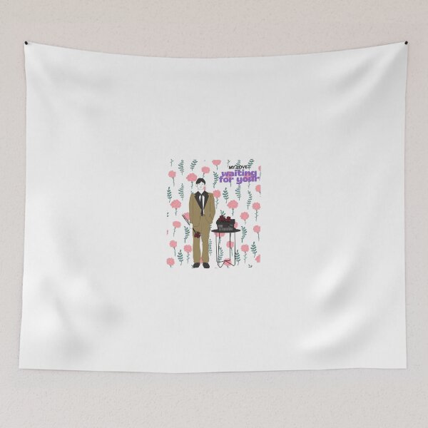Item preview, Waiting For You Romantic Boy with Pink Flowers Illustration. designed and sold by PhantomArtStore.