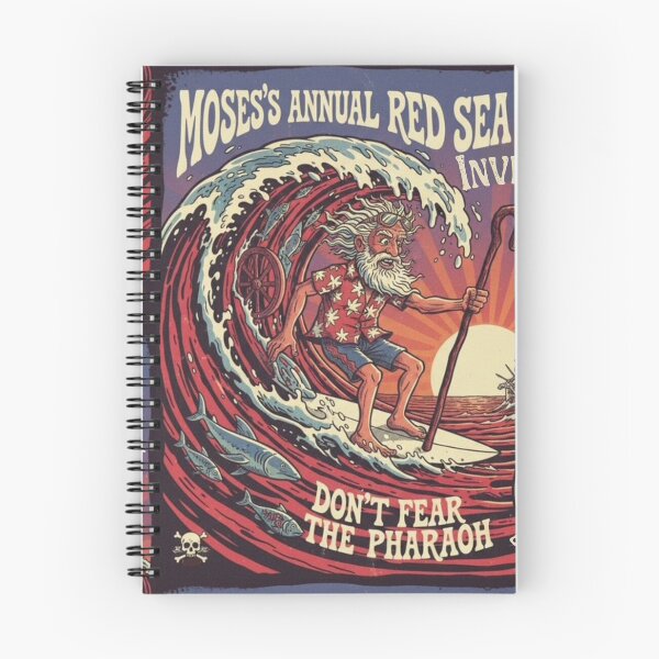 Item preview, Moses surfing Red Sea, vintage rock poster style designed and sold by Rented Mule.