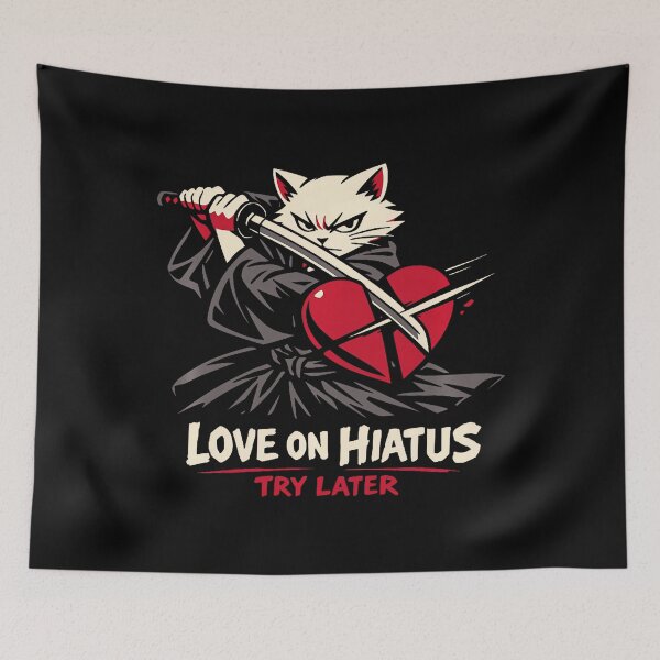 Item preview, Anime Samurai Cat Heartbreak Love On Hiatus Anti Valentine designed and sold by BaidenNeta.