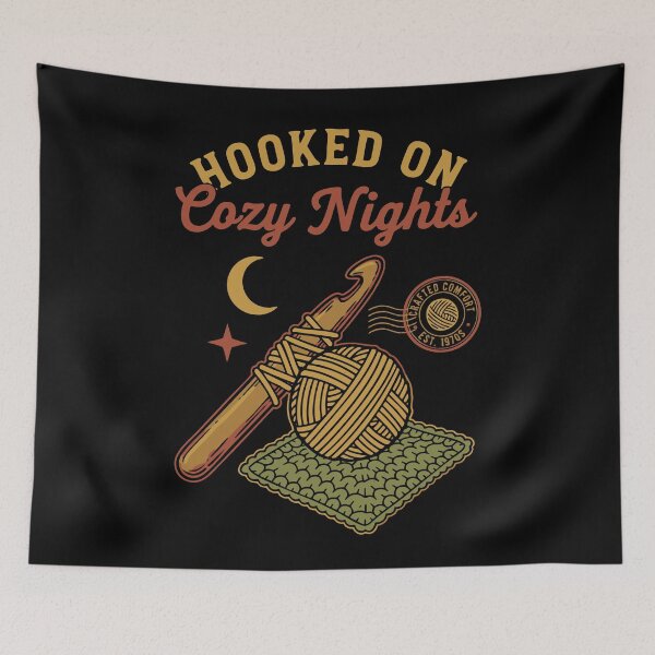 Item preview, Hooked On Cozy Nights Crochet Lover Funny designed and sold by LuminOrb.
