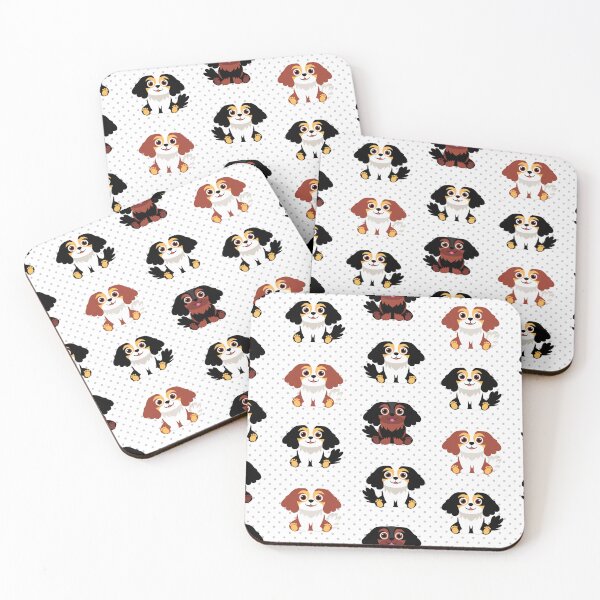 Item preview, Cavalier King Charles Spaniels with Polka Dots designed and sold by AntiqueImages.