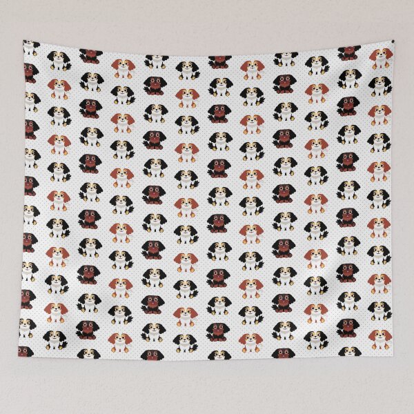 Item preview, Cavalier King Charles Spaniels with Polka Dots designed and sold by AntiqueImages.