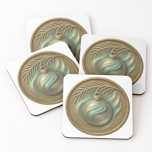 Item preview, Metallic relief medallion with Christmas ornament on black backdrop designed and sold by Creative88Art.