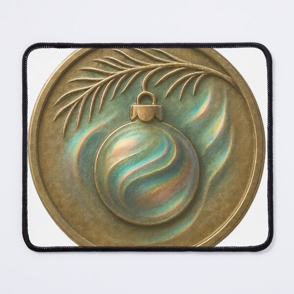 Item preview, Metallic relief medallion with Christmas ornament on black backdrop designed and sold by Creative88Art.