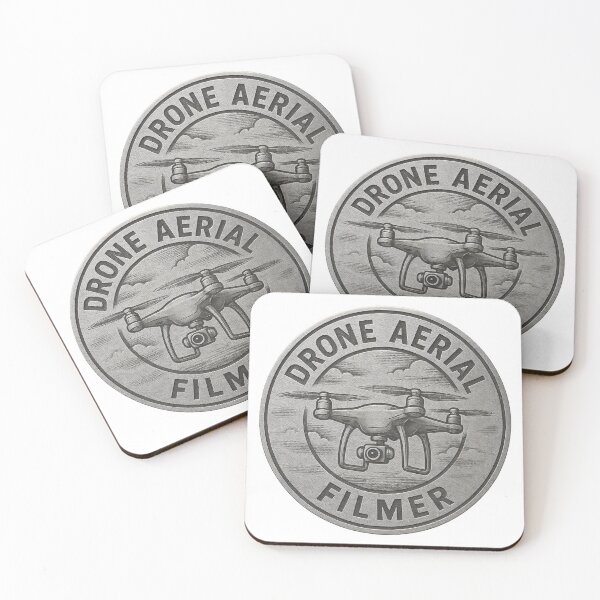 Item preview, Circular silver coin emblem with quadcopter drone and camera badge designed and sold by Creative88Art.