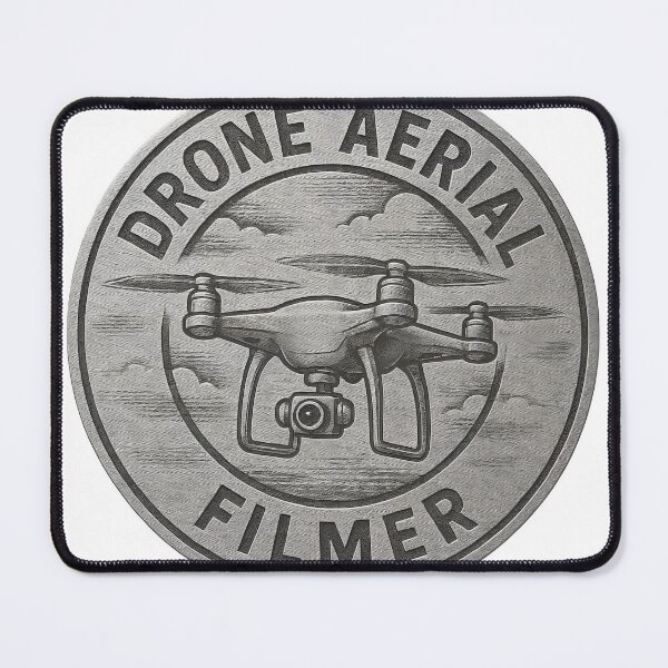 Item preview, Circular silver coin emblem with quadcopter drone and camera badge designed and sold by Creative88Art.