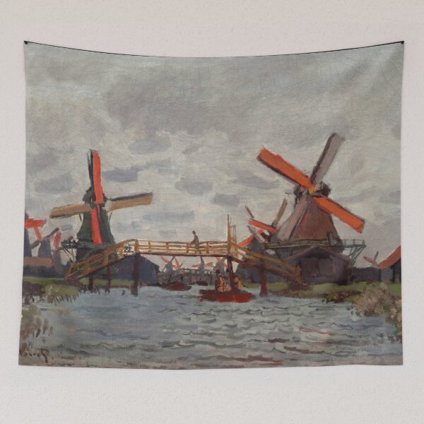 Item preview, Mills at Westzijderveld Near Zaandam by Claude Monet: Dutch Windmill Poster designed and sold by artofuniverse.