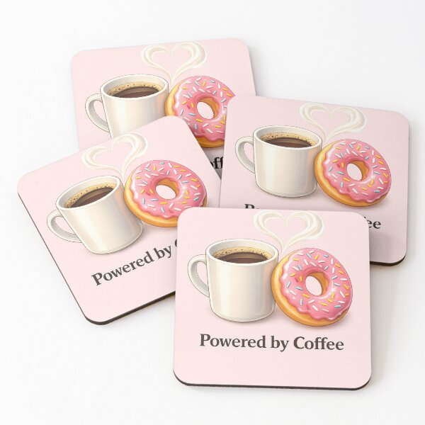 Item preview, Powered by Coffee & Donuts – Cute Valentine Pair designed and sold by PunchDrop.