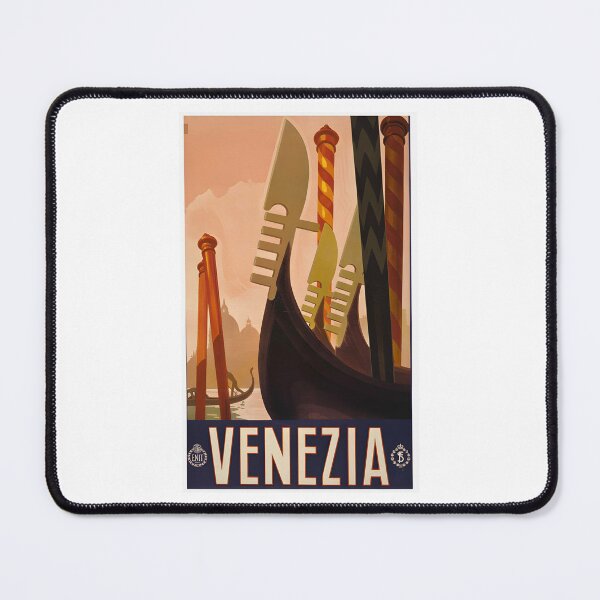 Item preview, Vintage Art Deco Venezia Travel Poster – Gondola Prows and Palinas designed and sold by CharlieDesings.