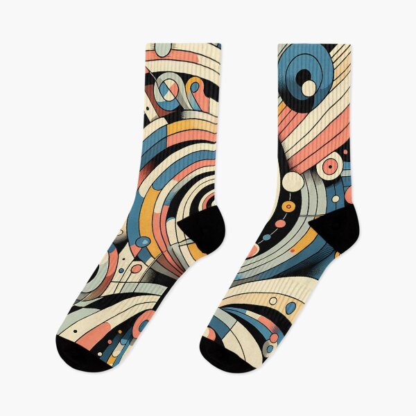 Item preview, Retro Geometric Spiral Abstract in Teal and Coral designed and sold by InkSmithery.