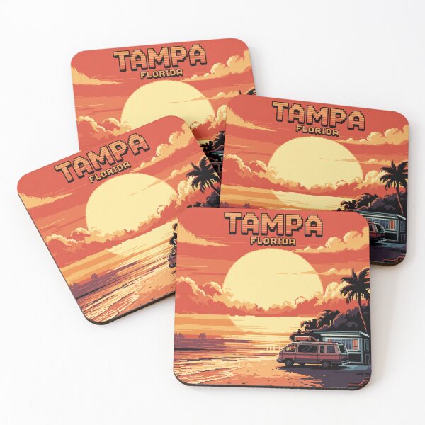 Item preview, Tampa Florida Pixel Art Skyline - Retro 8-Bit Beach Sunset designed and sold by CircinusStore.